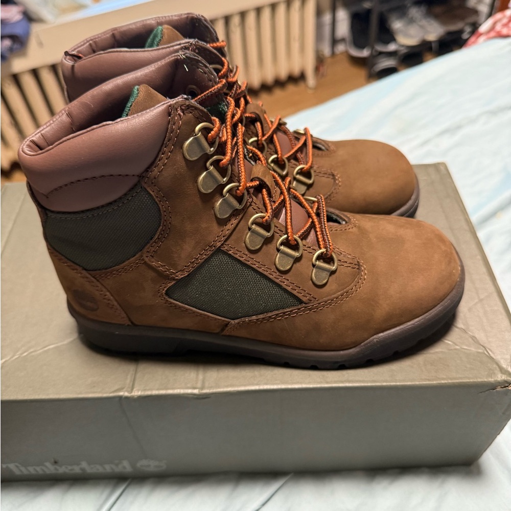 Timberland Brown and Green Kids Boots